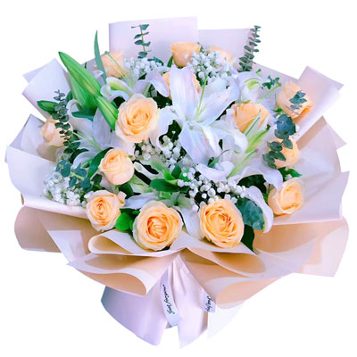 安阳16朵香槟玫瑰2支百合，爱的温暖和幸福