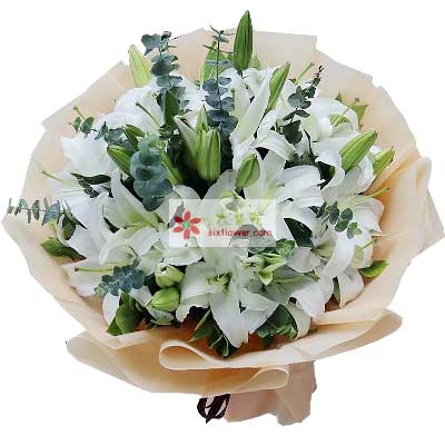安阳9支白色多头百合，祝福你幸福